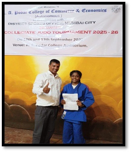 Ms. Pavitra Solegar (Std. 9) won the Gold Medal at the District-Level Judo Tournament