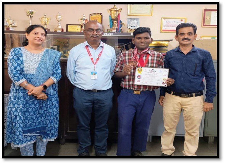 Mst. Arnav Jadhav from 9th A, secured the Gold Medal in the Kata